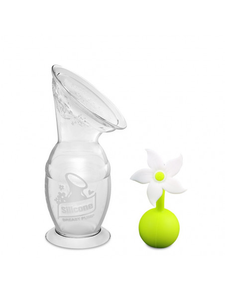 Milchpumpe mit Saugfuss 150ml + Blumenverschluss Set - Weiss