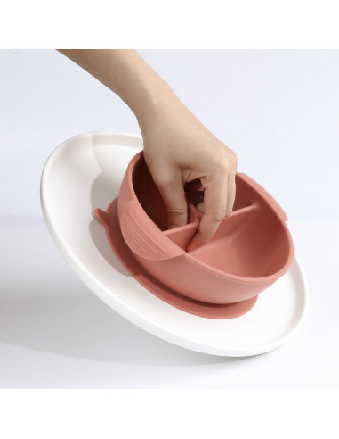 Silicone Divided Suction Bowl - Blush