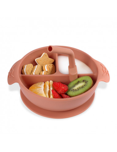 Silicone Divided Suction Bowl - Blush