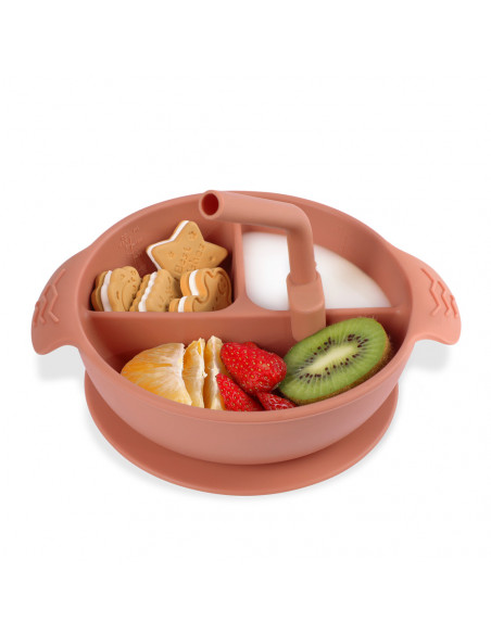 Silicone Divided Suction Bowl - Blush