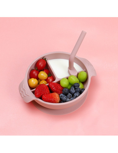 Silicone Divided Suction Bowl - Blush