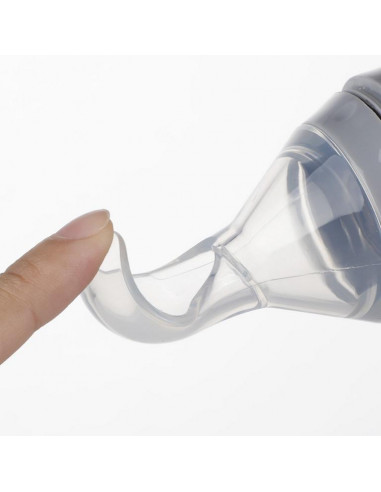 Squeeze Fütter-Flasche mit Löffel - Grau